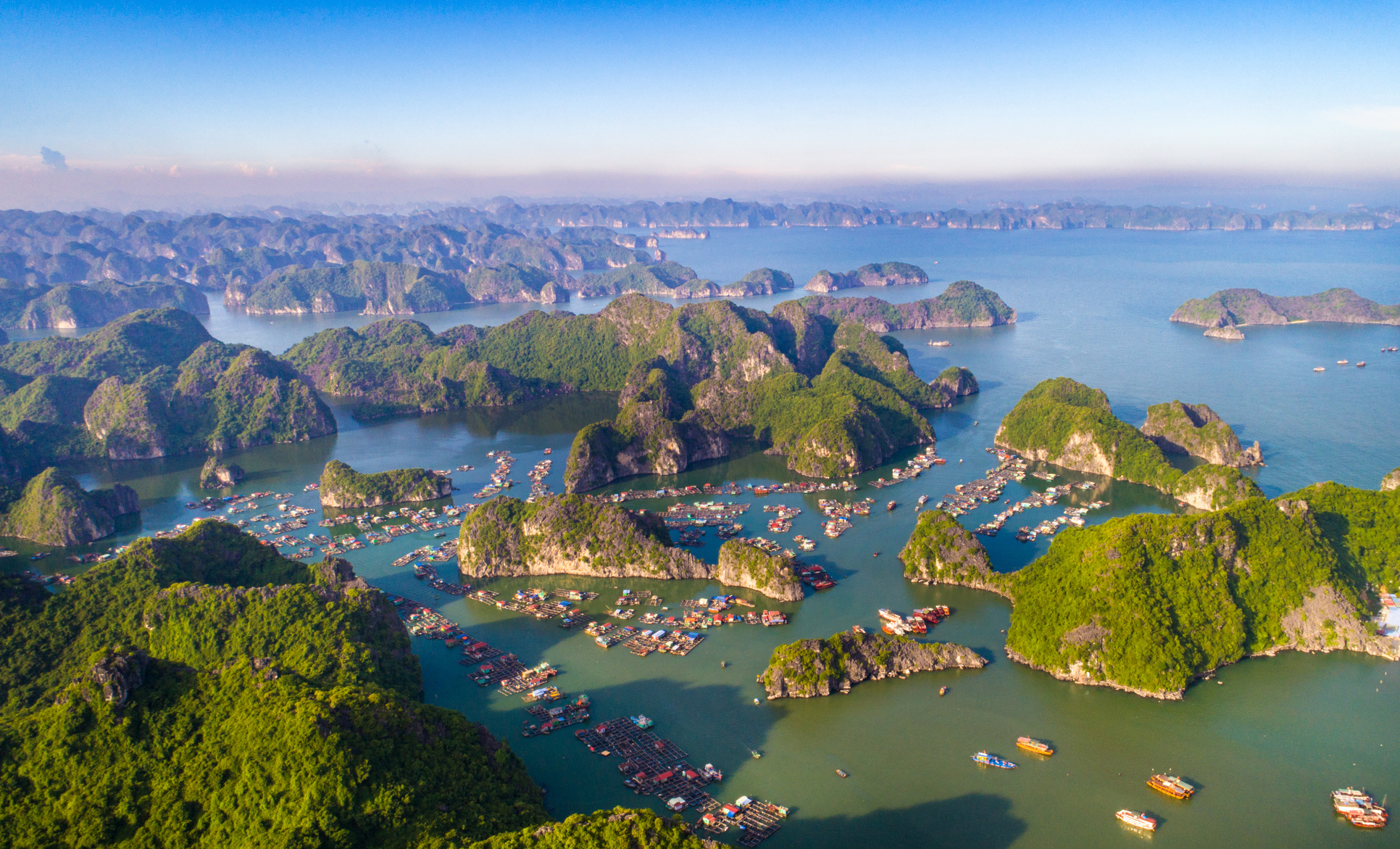 Cat Ba island from above. Lan Ha bay. Hai phong, Vietnam