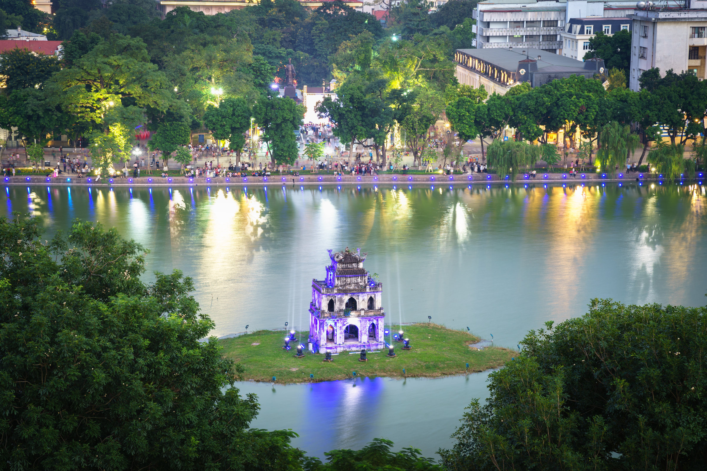 Hoan Kiem lake (Sword lake, Ho Guom) in Hanoi, Vietnam