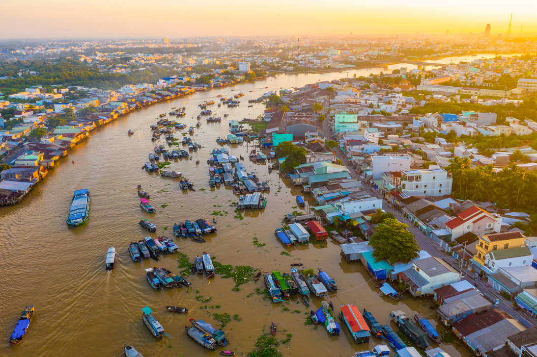 Cai Rang floating market, a typical market of the Mekong Delta