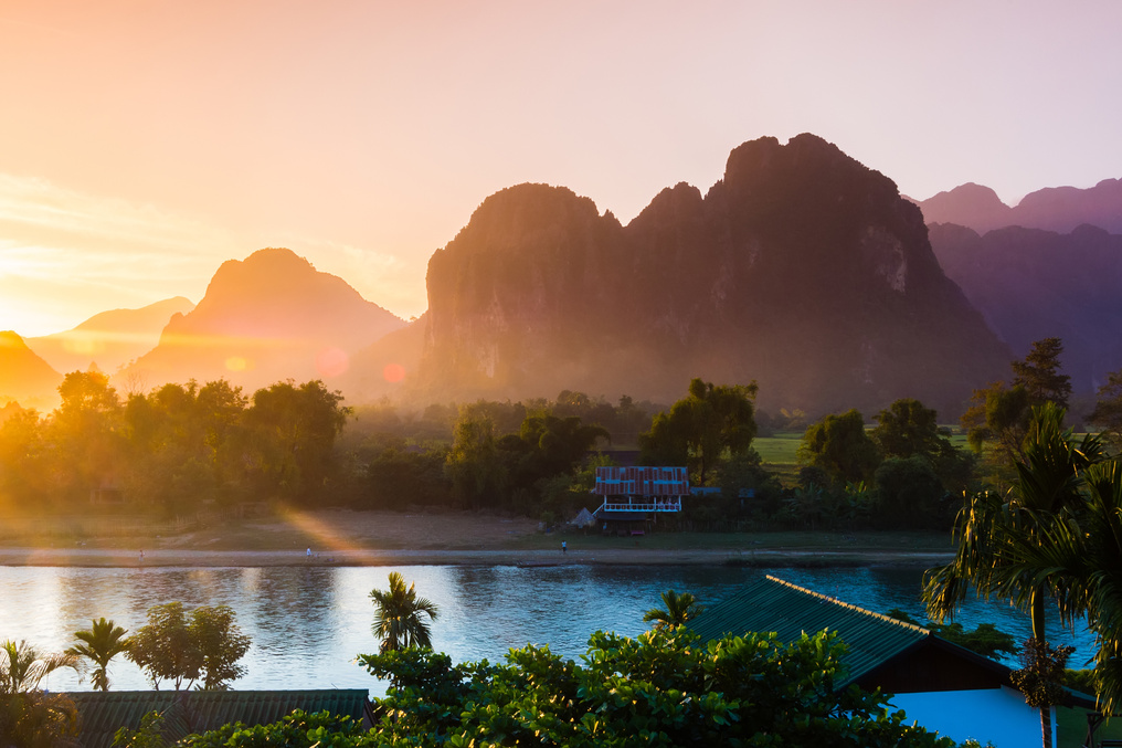 Sunset at Song river, Vang Vieng, Laos