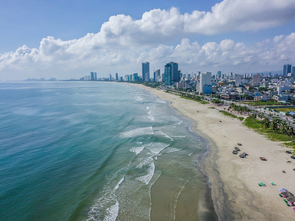 Aerial View of the Beach in Da Nang, Vietnam