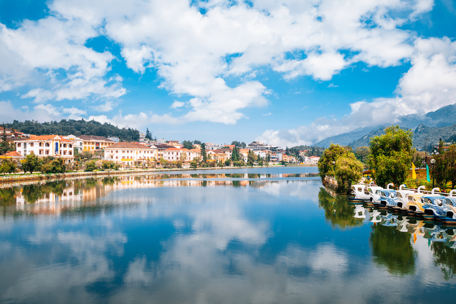 Sapa lake and town in Sapa, Vietnam